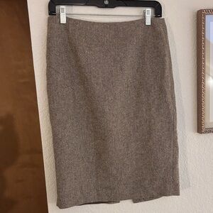 Wool Blend Brown Herringbone Skirt